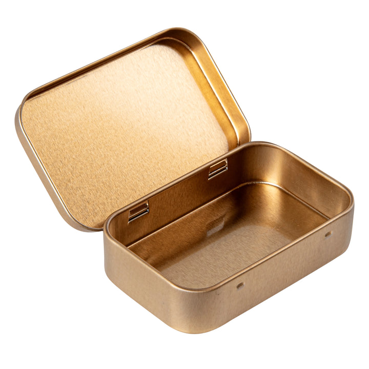Restaurantware RW Base 4oz Tin Containers, Gold, Rectangular, with Hinged Lid - Restaurant Equipment and Smallwares - Canadian Distribution