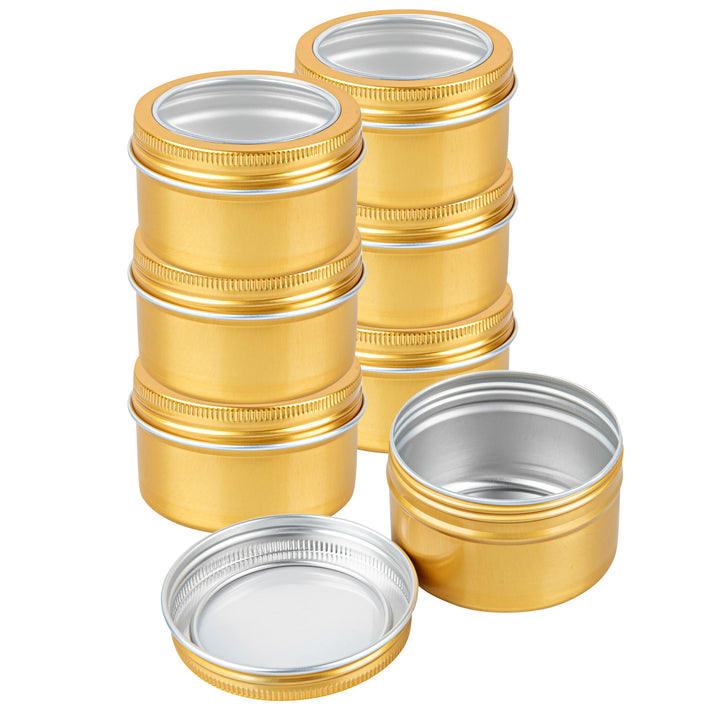 Restaurantware RW Base 4oz Tin Containers, Gold, Round, with Window Lid - Restaurant Equipment and Smallwares - Canadian Distribution - Ships Free Within Canada on Orders Above CAD $199