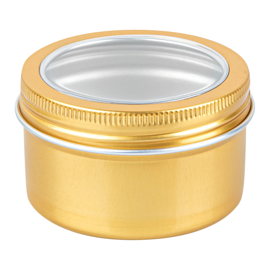 Restaurantware RW Base 4oz Tin Containers, Gold, Round, with Window Lid - Restaurant Equipment and Smallwares - Canadian Distribution