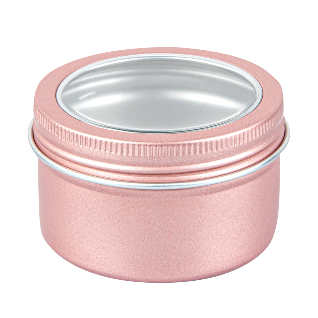 Restaurantware RW Base 4oz Tin Containers, Rose Gold, Round, with Window Lid - Restaurant Equipment and Smallwares - Canadian Distribution