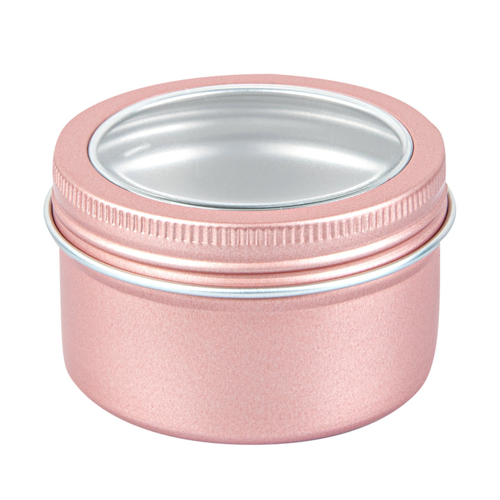 Restaurantware RW Base 4oz Tin Containers, Rose Gold, Round, with Window Lid - Restaurant Equipment and Smallwares - Canadian Distribution