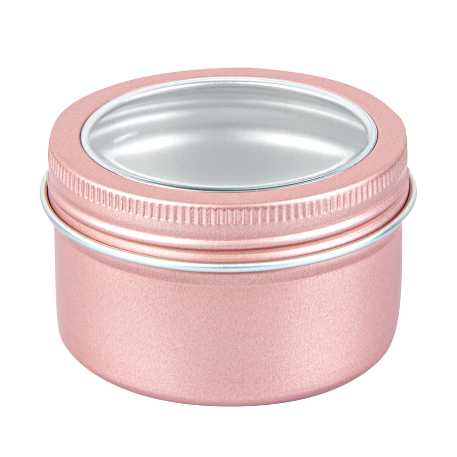 Restaurantware RW Base 4oz Tin Containers, Rose Gold, Round, with Window Lid - Restaurant Equipment and Smallwares - Canadian Distribution