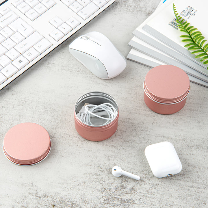 Restaurantware RW Base 4oz Tin Containers, Rose Gold, Round, with Screw Lid - 100 Units/Case - Restaurant Equipment and Smallwares - Canadian Distribution - Ships Free Within Canada on Orders Above CAD $199