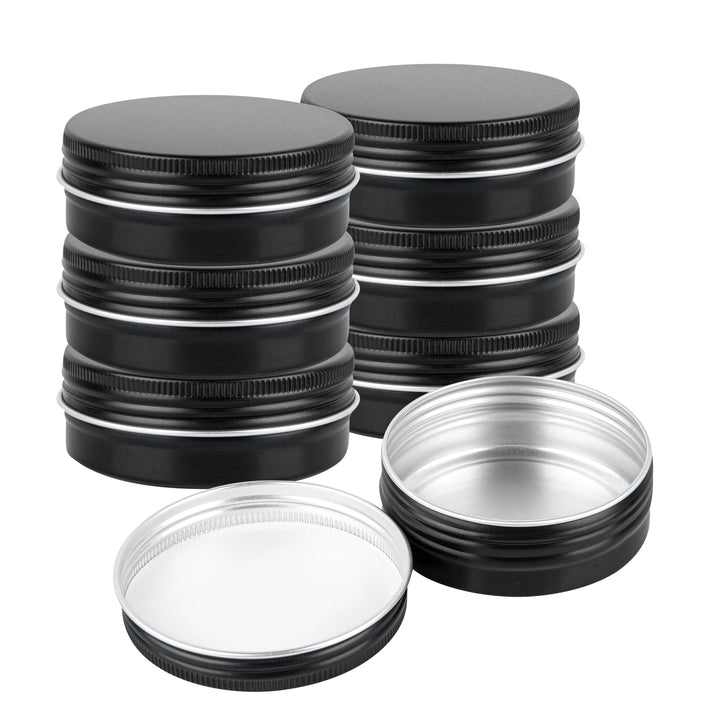 Restaurantware RW Base 2oz Tin Containers, Black, Round, with Screw Lid - Restaurant Equipment and Smallwares - Canadian Distribution - Ships Free Within Canada on Orders Above CAD $199