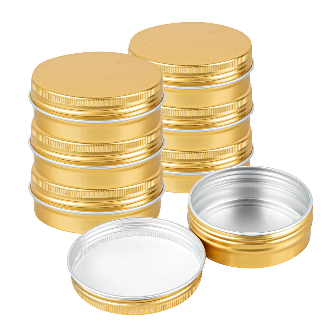 Restaurantware RW Base 2oz Tin Containers, Gold, Round, with Screw Lid - Restaurant Equipment and Smallwares - Canadian Distribution - Ships Free Within Canada on Orders Above CAD $199