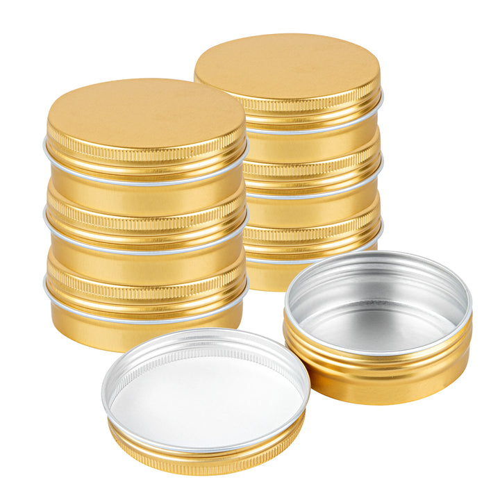 Restaurantware RW Base 2oz Tin Containers, Gold, Round, with Screw Lid - Restaurant Equipment and Smallwares - Canadian Distribution - Ships Free Within Canada on Orders Above CAD $199