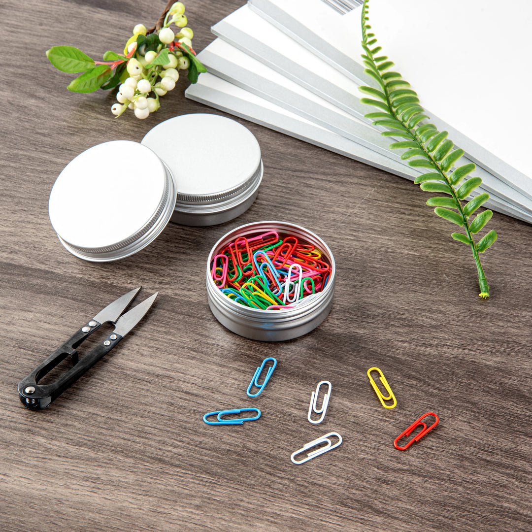 Restaurantware RW Base 2oz Tin Containers, Silver, Round, with Screw Lid - 100 Units/Case - Restaurant Equipment and Smallwares - Canadian Distribution - Ships Free Within Canada on Orders Above CAD $199