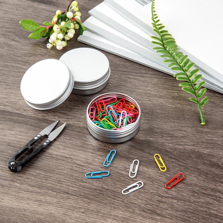 Restaurantware RW Base 2oz Tin Containers, Silver, Round, with Screw Lid - 100 Units/Case - Restaurant Equipment and Smallwares - Canadian Distribution - Ships Free Within Canada on Orders Above CAD $199