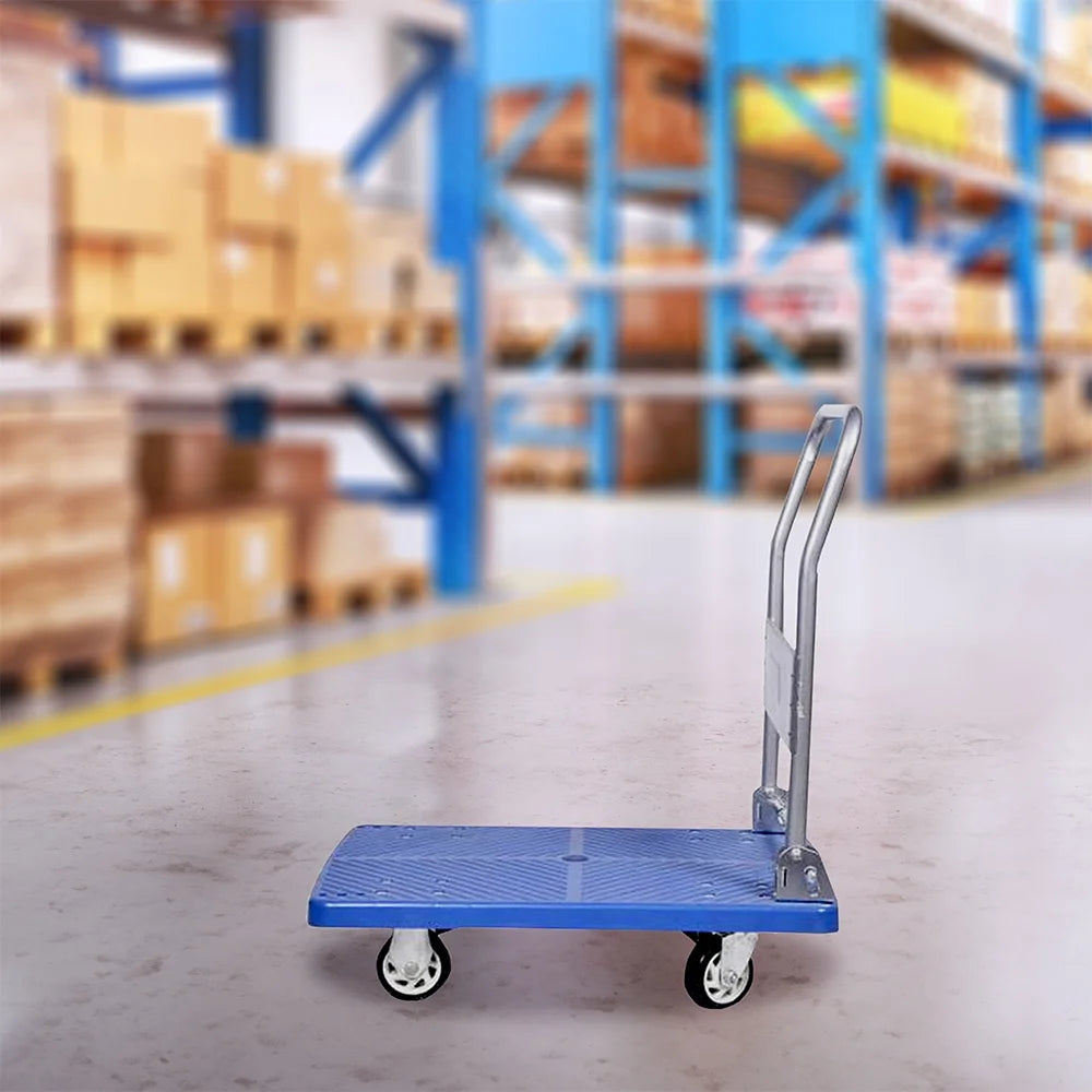 Restaurantware Rw Clean Folding Clean Blue Plastic Platform Cart, 31.5X21X32.75In, 660Lb Capacity - Restaurant Equipment and Smallwares - Canadian Distribution - Ships Free Within Canada on Orders Above CAD $199