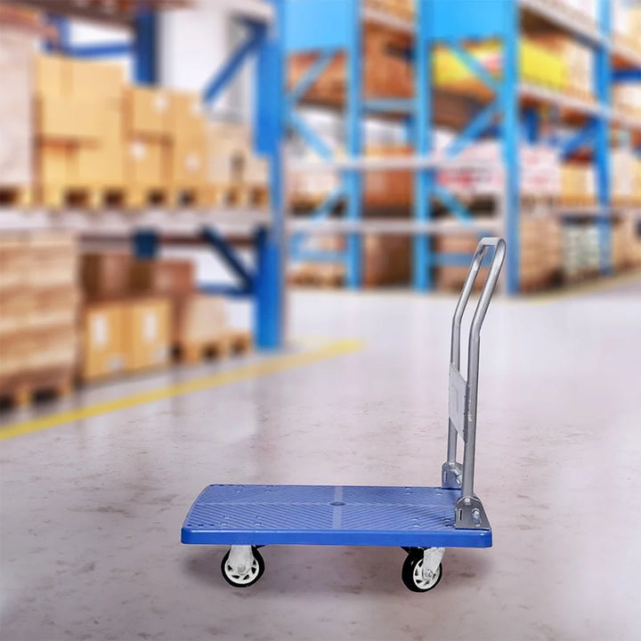 Restaurantware Rw Clean Folding Clean Blue Plastic Platform Cart, 31.5X21X32.75In, 660Lb Capacity - Restaurant Equipment and Smallwares - Canadian Distribution - Ships Free Within Canada on Orders Above CAD $199