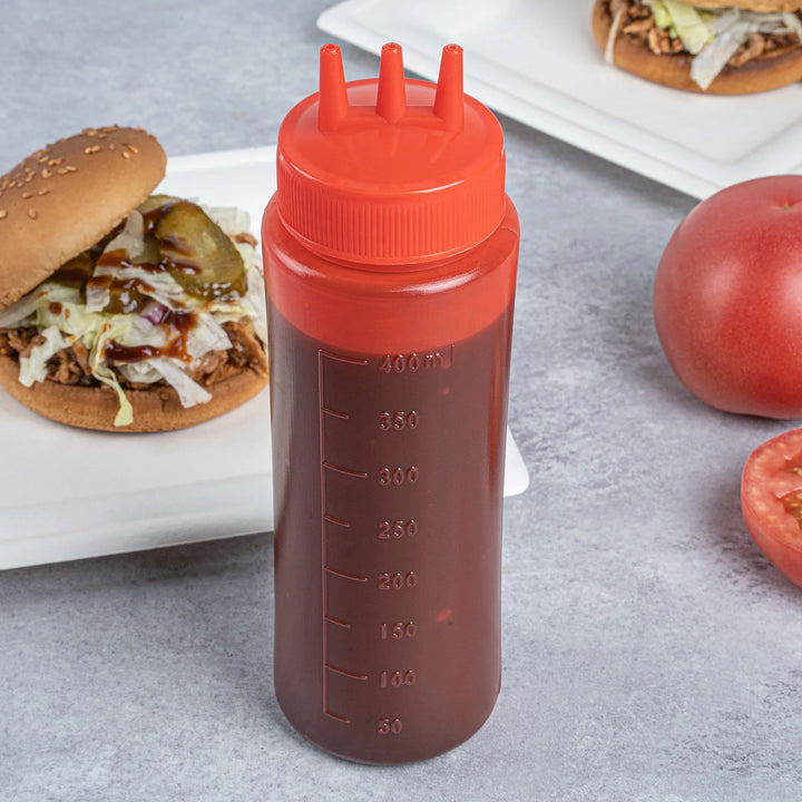 Restaurantware 16oz Red Plastic Ketchup Squeeze Bottles, With Triple Dispersion Tip - Restaurant Equipment and Smallwares - Canadian Distribution - Ships Free Within Canada on Orders Above CAD $199