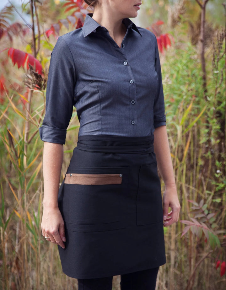 No Limits 18 X 30In Black Apron, Polyester & Cotton, With Faux Suede Detail, 6 Pocket - Restaurant Equipment and Smallwares - Canadian Distribution