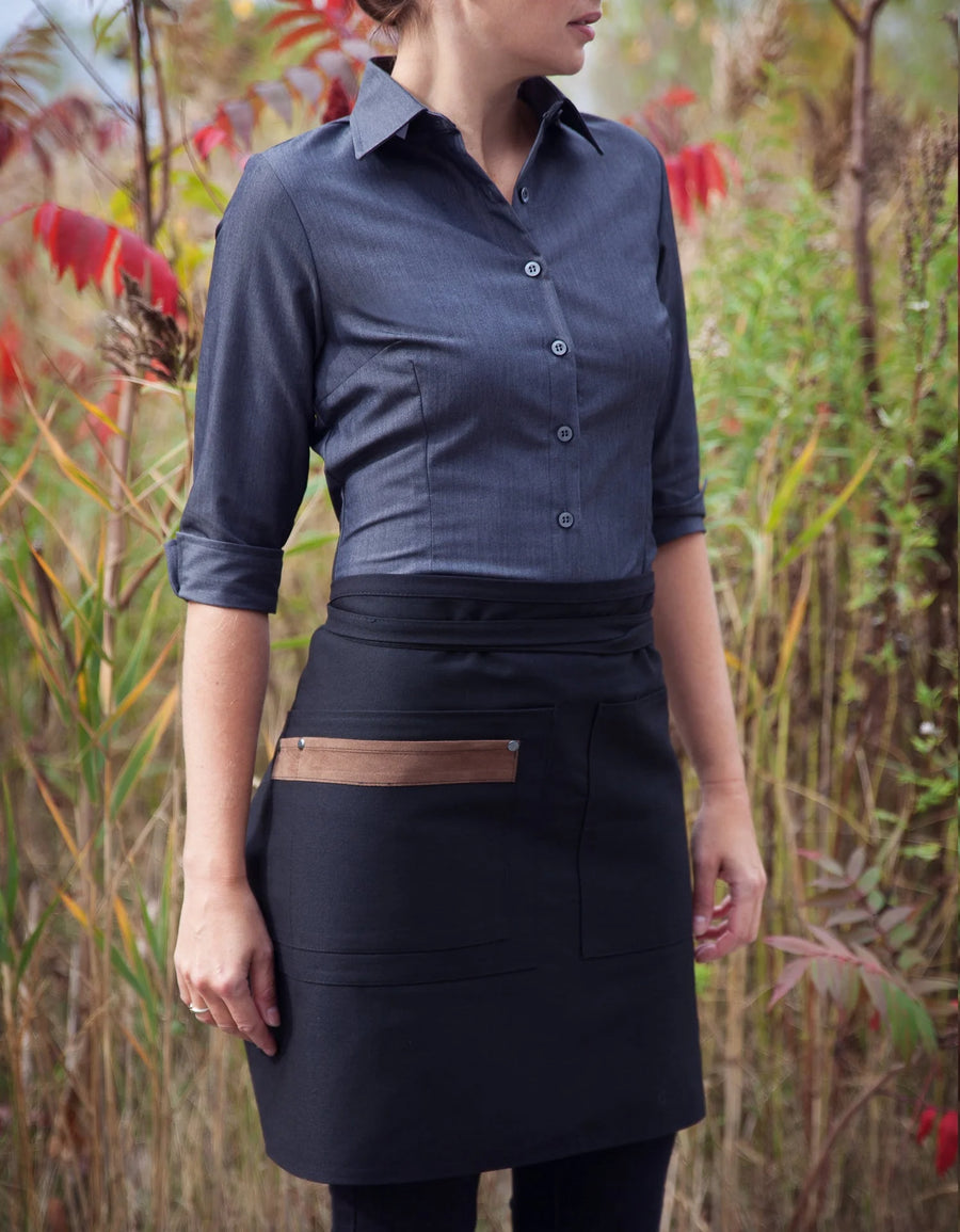No Limits 18 X 30In Black Apron, Polyester & Cotton, With Faux Suede Detail, 6 Pocket - Restaurant Equipment and Smallwares - Canadian Distribution