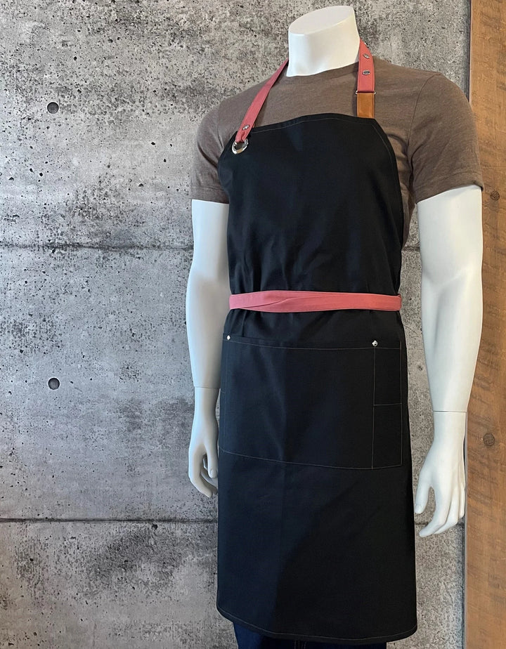 No Limits 34 X 34In Black & Pink Bib Apron, Polyester & Cotton, With Colored Strap - Restaurant Equipment and Smallwares - Canadian Distribution