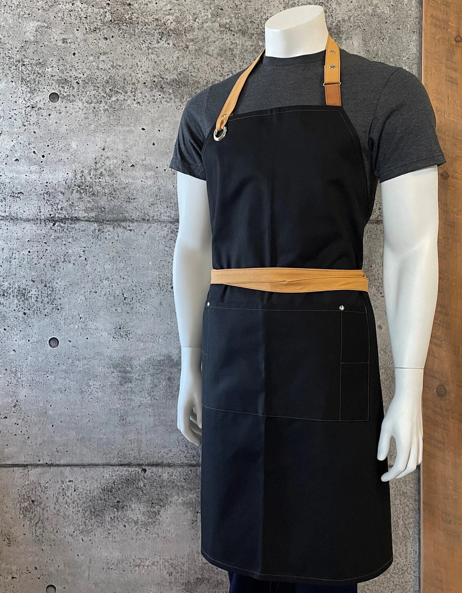 No Limits 34 X 34In Black & Yellow Ochre Bib Apron, Polyester & Cotton, With Colored Strap - Restaurant Equipment and Smallwares - Canadian Distribution