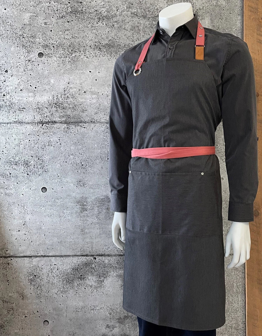 No Limits 34 X 34In Gray & Pink Bib Apron, Polyester & Cotton, With Colored Strap - Restaurant Equipment and Smallwares - Canadian Distribution