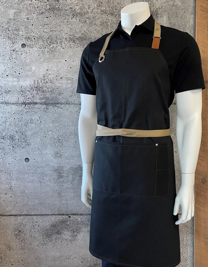 No Limits 34 X 34In Black & Beige Bib Apron, Polyester & Cotton, With Colored Strap - Restaurant Equipment and Smallwares - Canadian Distribution
