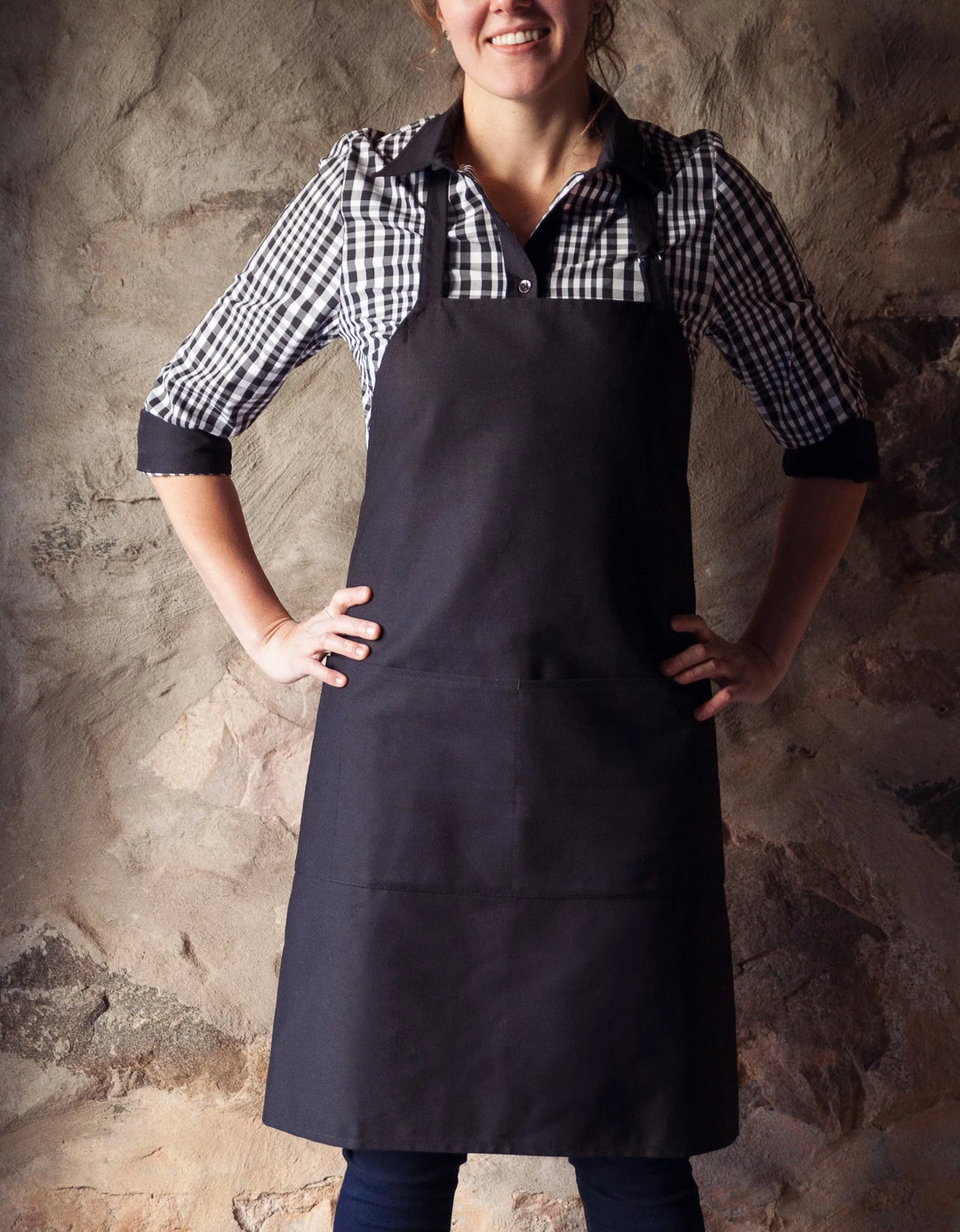 No Limits 32 X 34 Inch Black Bib Apron, Polyester & Cotton, 6 Pocket - Restaurant Equipment and Smallwares - Canadian Distribution