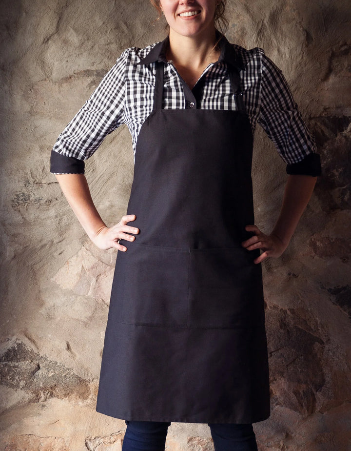 No Limits 32 X 34 Inch Black Bib Apron, Polyester & Cotton, 6 Pocket - Restaurant Equipment and Smallwares - Canadian Distribution