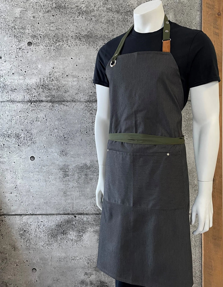 No Limits 34 X 34In Gray & Kaki Bib Apron, Polyester & Cotton, With Colored Strap - Restaurant Equipment and Smallwares - Canadian Distribution