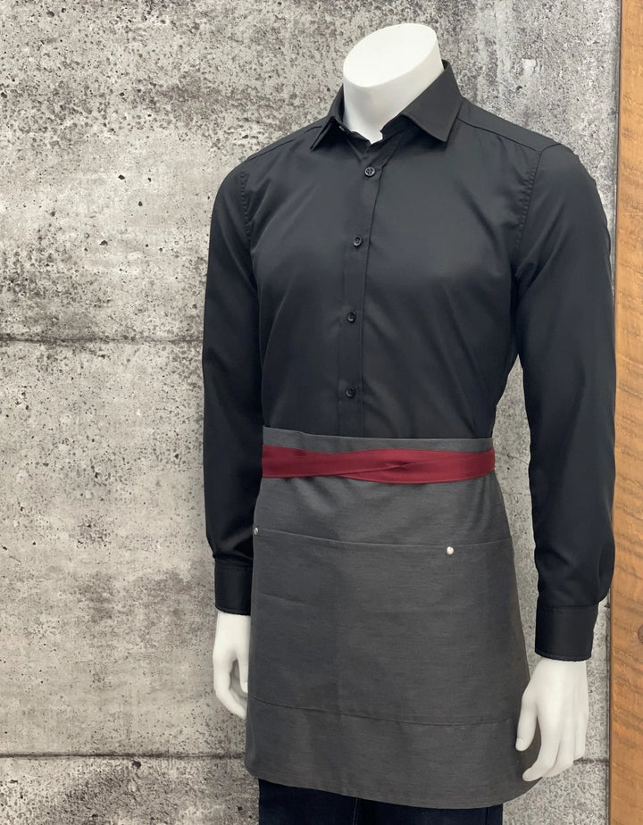 No Limits 18 X 30In Gray & Burgundy Apron, Polyester & Cotton, With Colored Strap - Restaurant Equipment and Smallwares - Canadian Distribution