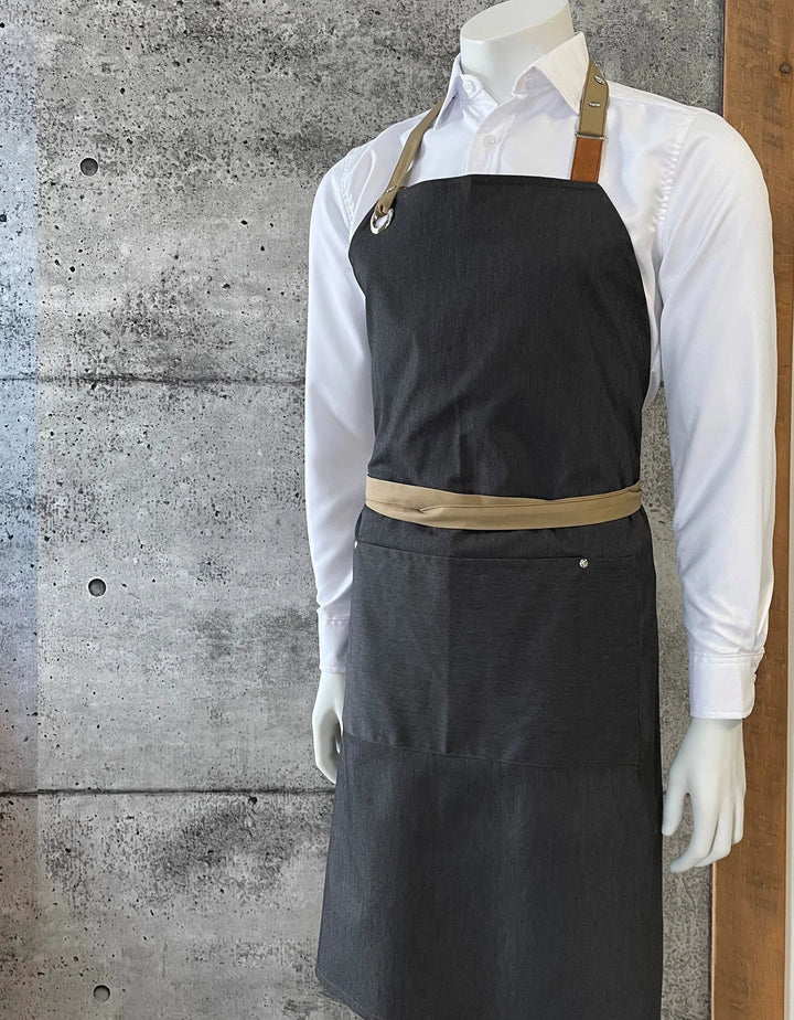 No Limits 34 X 34In Gray & Beige Bib Apron, Polyester & Cotton, With Colored Strap - Restaurant Equipment and Smallwares - Canadian Distribution