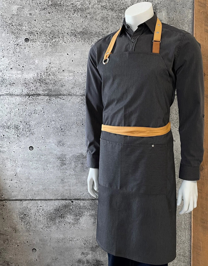 No Limits 34 X 34In Gray & Yellow Ochre Bib Apron, Polyester & Cotton, With Colored Strap - Restaurant Equipment and Smallwares - Canadian Distribution