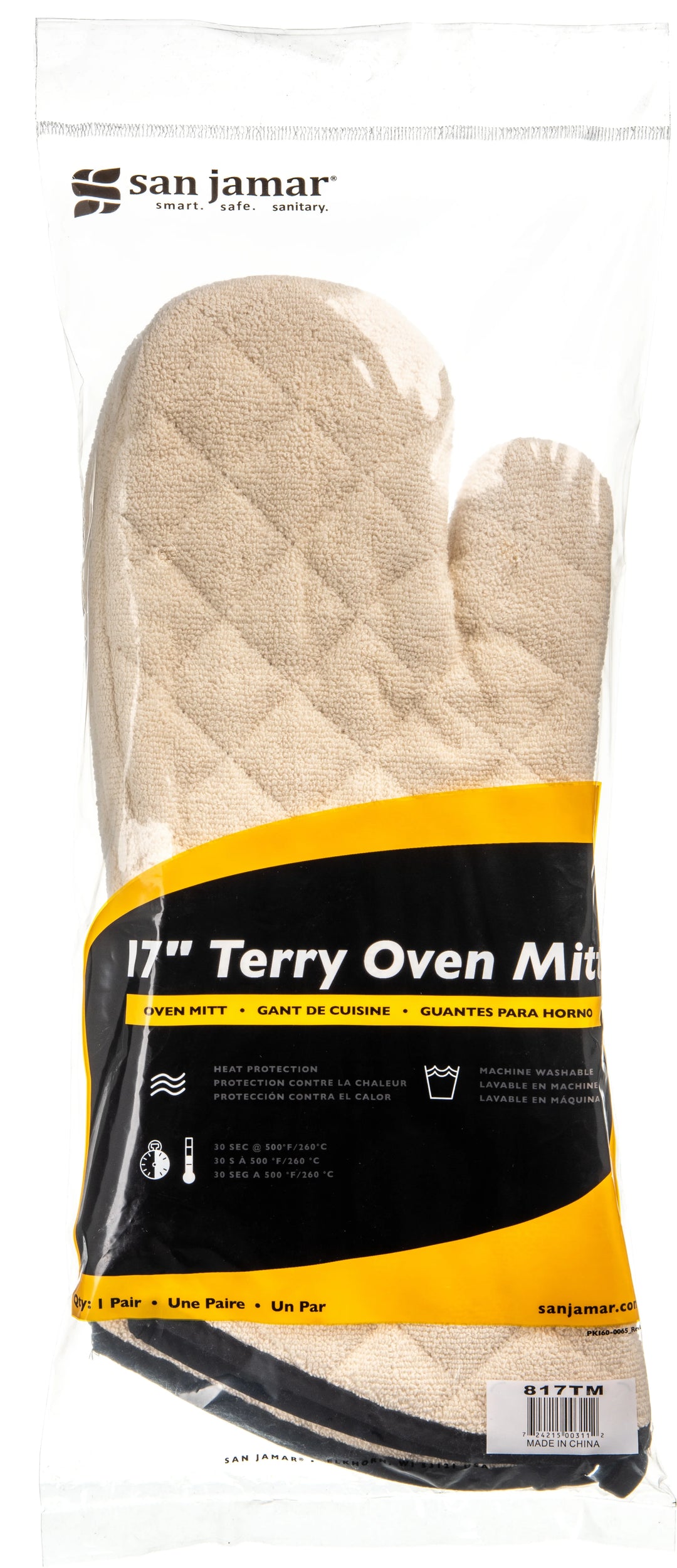 San Jamar 17In Terry Oven Mitt, 1 Pair - Restaurant Equipment and Smallwares - Canadian Distribution - Ships Free Within Canada on Orders Above CAD $199