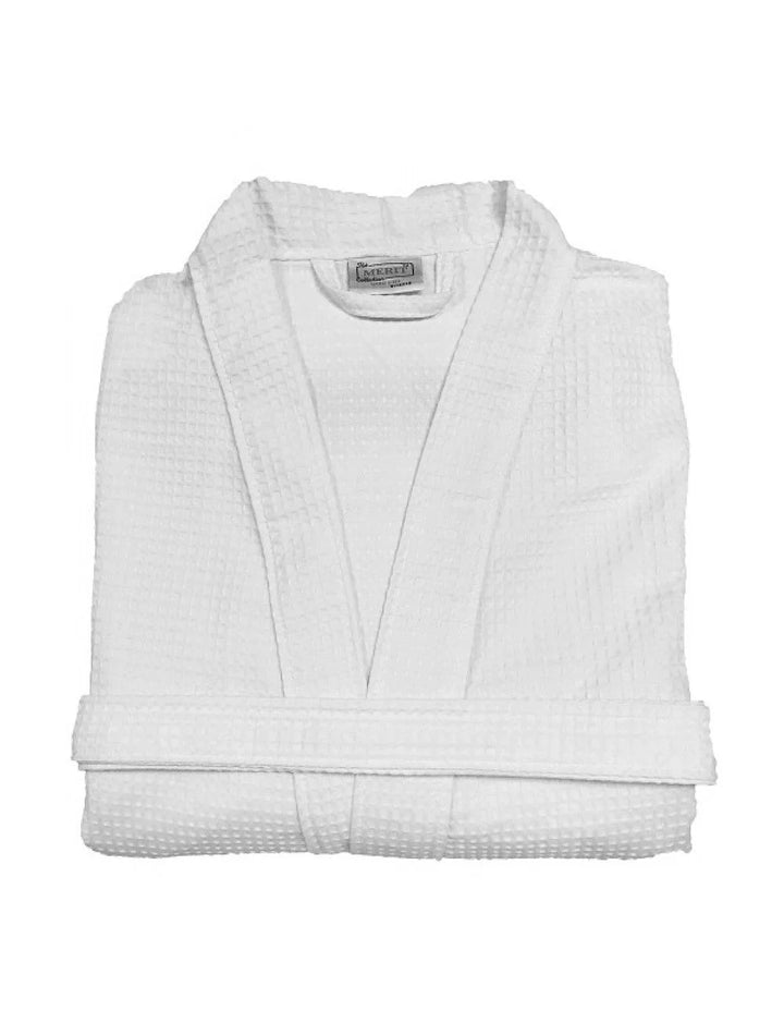 Merit Collection Large White Cotton Waffle Weave Unisex Bathrobes, Kimono Style, Merit Spa Collection - Restaurant Equipment and Smallwares - Canadian Distribution
