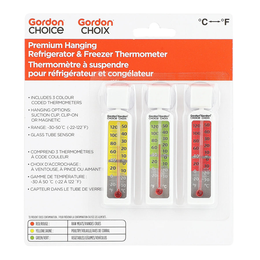 Gordon Choice 3 Pack 3 Colour Fridge/Freezer Thermometers, Fridge Freezer - Restaurant Equipment and Smallwares - Canadian Distribution
