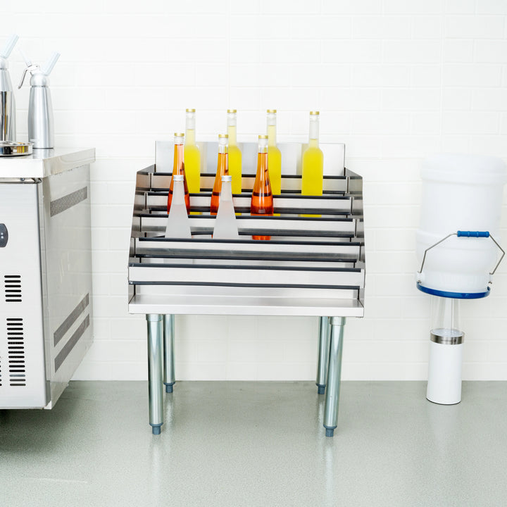 Restaurantware 24In 5 Tier Liquor Rack, Stainless Steel - Restaurant Equipment and Smallwares - Canadian Distribution - Ships Free Within Canada on Orders Above CAD $199