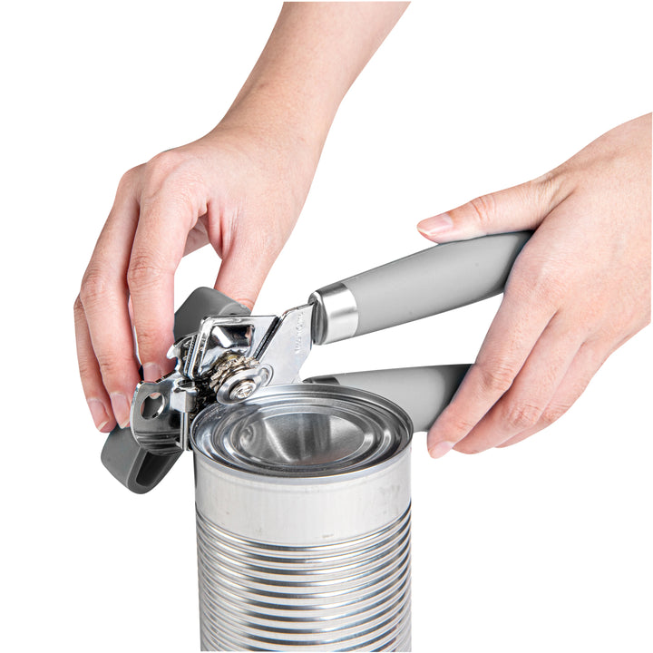 Restaurantware Comfy Grip Stainless Steel Manual Can Opener, Gray, 7.75 x 2 x 2In - Restaurant Equipment and Smallwares - Canadian Distribution - Ships Free Within Canada on Orders Above CAD $199