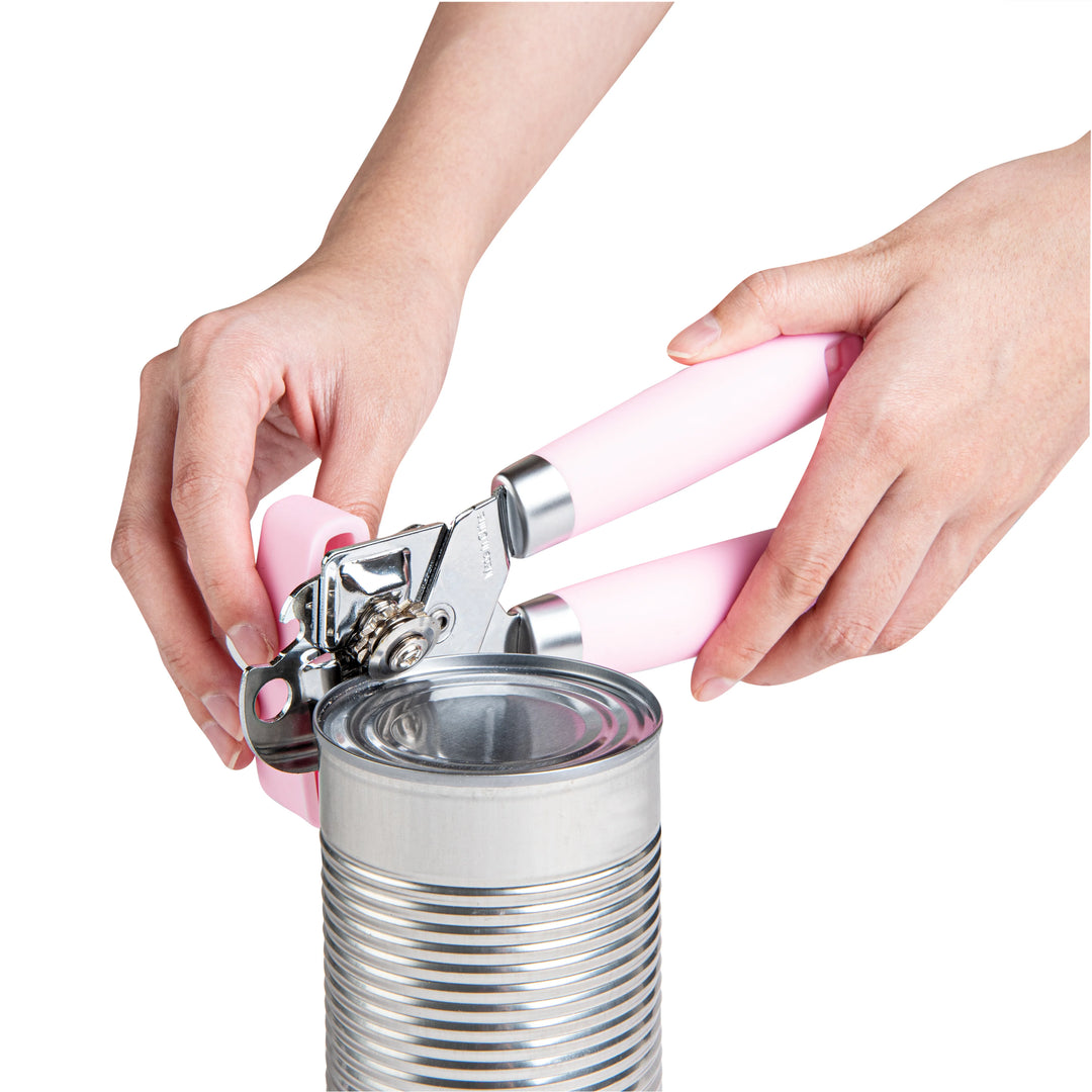 Restaurantware Comfy Grip Stainless Steel Manual Can Opener, Pink, 7.75 x 2 x 2.25In - Restaurant Equipment and Smallwares - Canadian Distribution - Ships Free Within Canada on Orders Above CAD $199