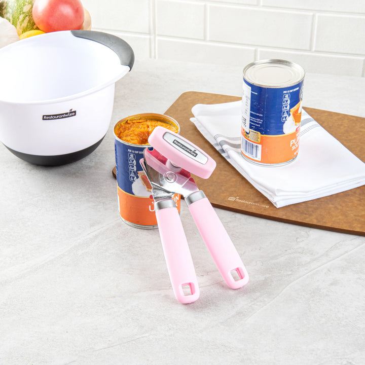 Restaurantware Comfy Grip Stainless Steel Manual Can Opener, Pink, 7.75 x 2 x 2.25In - Restaurant Equipment and Smallwares - Canadian Distribution - Ships Free Within Canada on Orders Above CAD $199