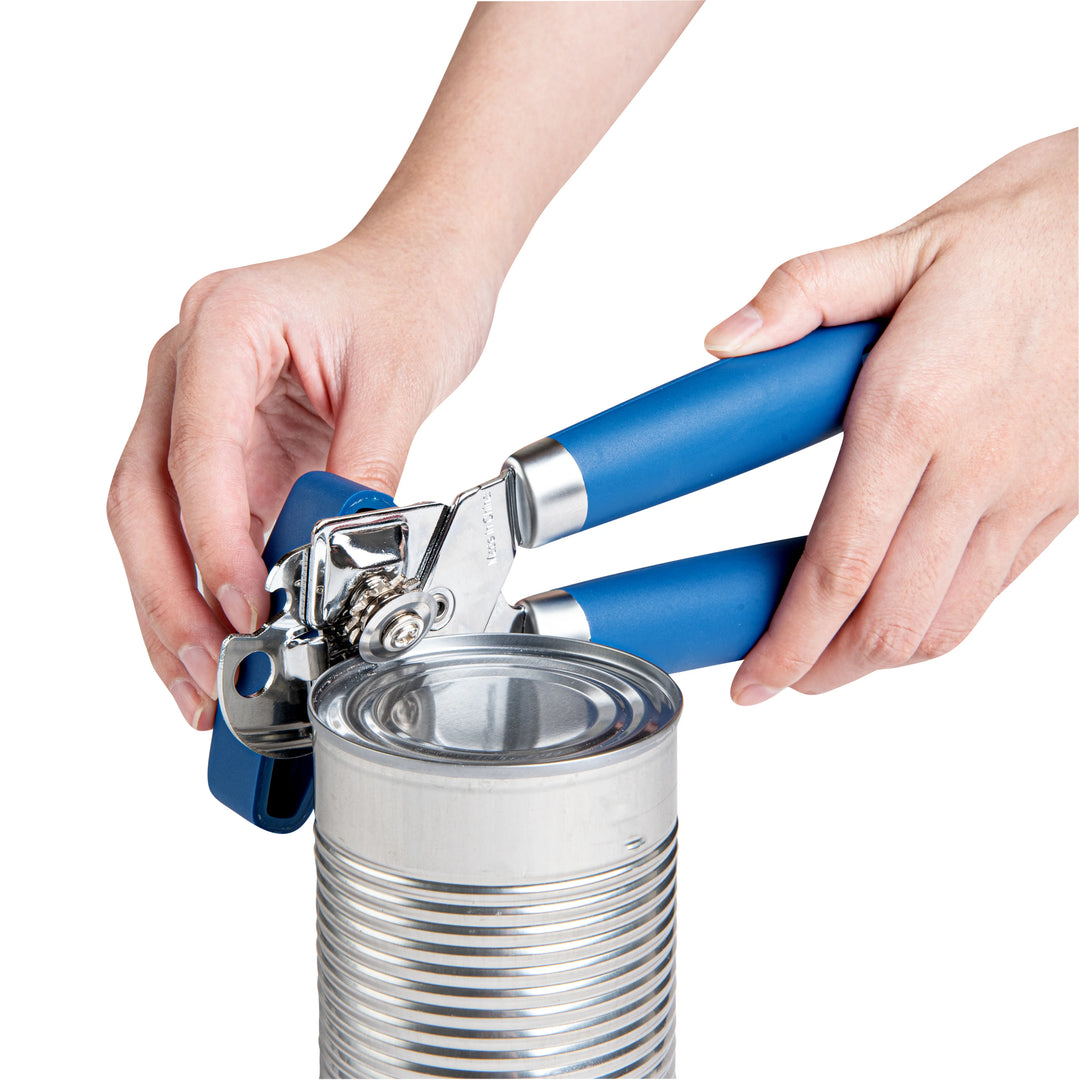Restaurantware Comfy Grip Stainless Steel Manual Can Opener, Midnight Blue, 7.75 x 2 x 2.25In - Restaurant Equipment and Smallwares - Canadian Distribution - Ships Free Within Canada on Orders Above CAD $199