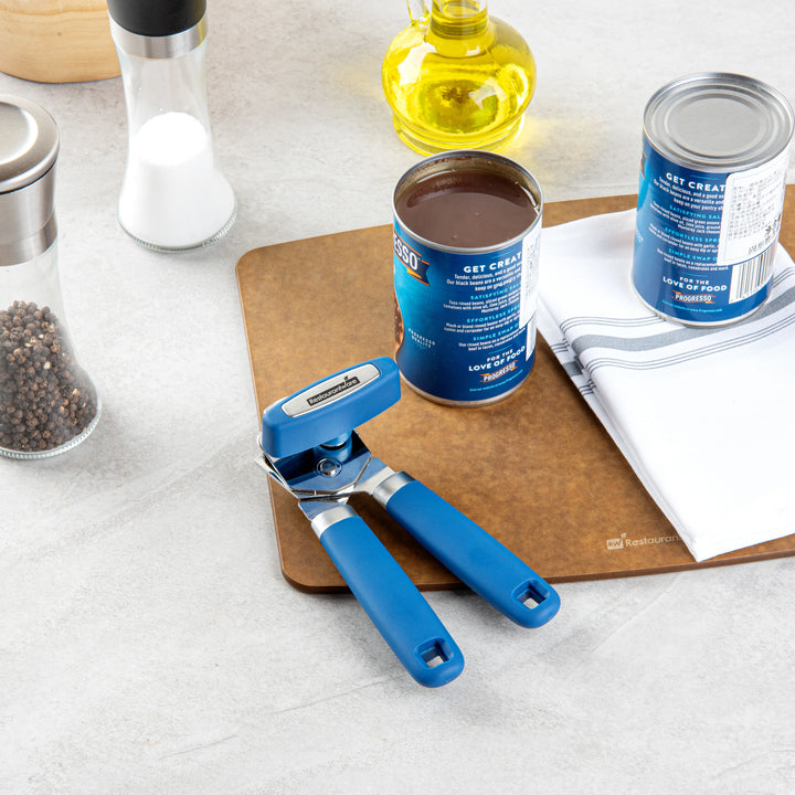 Restaurantware Comfy Grip Stainless Steel Manual Can Opener, Midnight Blue, 7.75 x 2 x 2.25In - Restaurant Equipment and Smallwares - Canadian Distribution - Ships Free Within Canada on Orders Above CAD $199