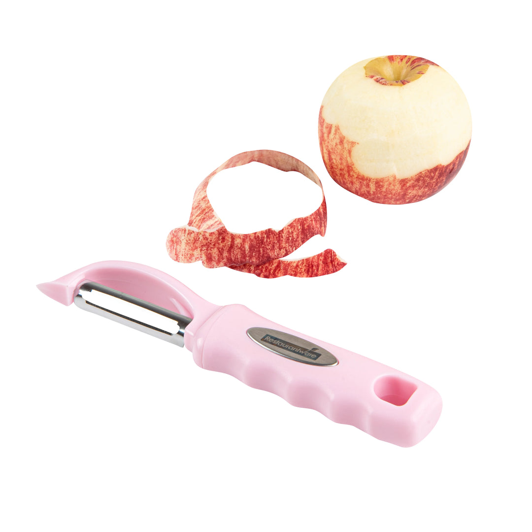 Restaurantware Comfy Grip 7.50In Stainless Steel Vegetable Peeler, Pink - Restaurant Equipment and Smallwares - Canadian Distribution - Ships Free Within Canada on Orders Above CAD $199