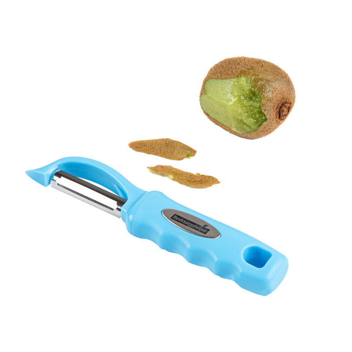 Restaurantware Comfy Grip 7.50In Stainless Steel Vegetable Peeler, Blue - Restaurant Equipment and Smallwares - Canadian Distribution - Ships Free Within Canada on Orders Above CAD $199