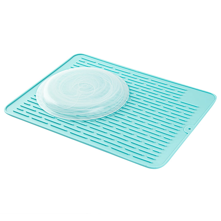 Restaurantware Comfy Grip Turquoise Silicone Drying Mat, Rectangular, 15.75 x 11.75In - Restaurant Equipment and Smallwares - Canadian Distribution - Ships Free Within Canada on Orders Above CAD $199