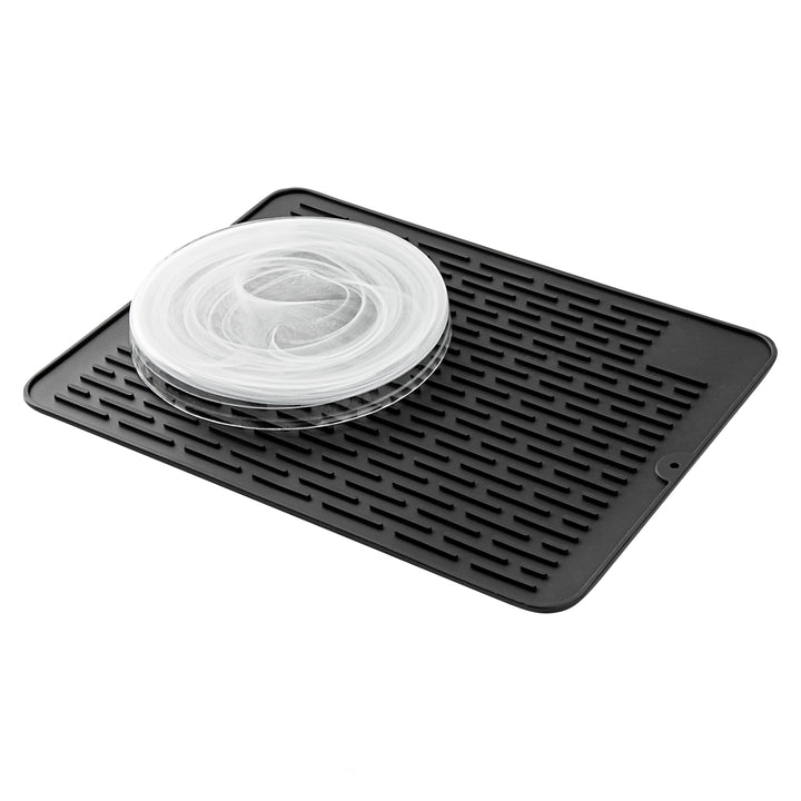 Restaurantware Comfy Grip Black Silicone Drying Mat, Rectangular, 15.75 x 11.75In - Restaurant Equipment and Smallwares - Canadian Distribution - Ships Free Within Canada on Orders Above CAD $199