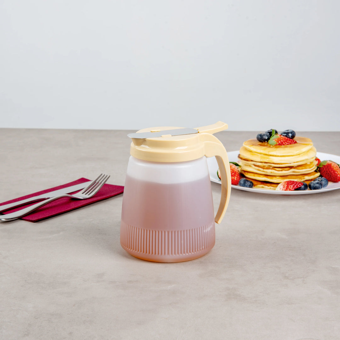 Restaurantware RW Base 32 Ounce 5.50 x 4.50 x 5.75 Inch All-Purpose & Syrup Dispenser, Beige, Plastic - Restaurant Equipment and Smallwares - Canadian Distribution - Ships Free Within Canada on Orders Above CAD $199