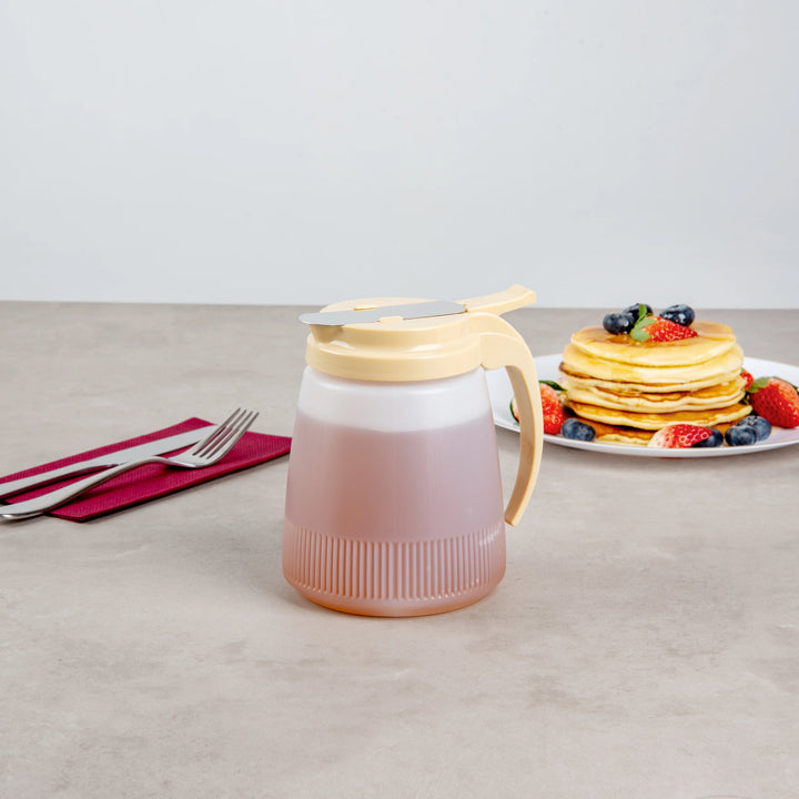 Restaurantware RW Base 32 Ounce 5.50 x 4.50 x 5.75 Inch All-Purpose & Syrup Dispenser, Beige, Plastic - Restaurant Equipment and Smallwares - Canadian Distribution - Ships Free Within Canada on Orders Above CAD $199