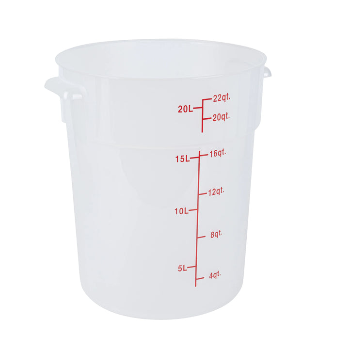 Restaurantware Met Lux 22 Quart Round Food Storage Containers, Translucent, 12.25 x 12.25 x 15 Inch, with Red Volume Markers - Restaurant Equipment and Smallwares - Canadian Distribution