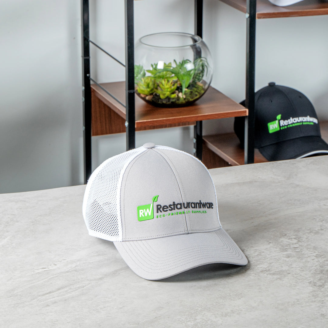 Restaurantware RW Threads Trucker Snapback Hats, Gray & White - Restaurant Equipment and Smallwares - Canadian Distribution - Ships Free Within Canada on Orders Above CAD $199