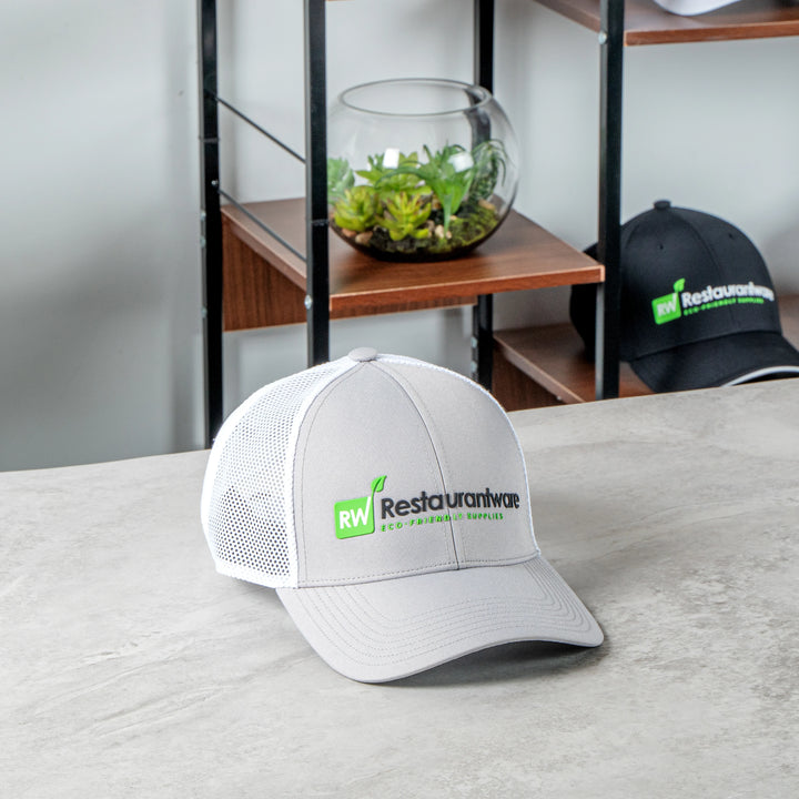 Restaurantware RW Threads Trucker Snapback Hats, Gray & White - Restaurant Equipment and Smallwares - Canadian Distribution - Ships Free Within Canada on Orders Above CAD $199