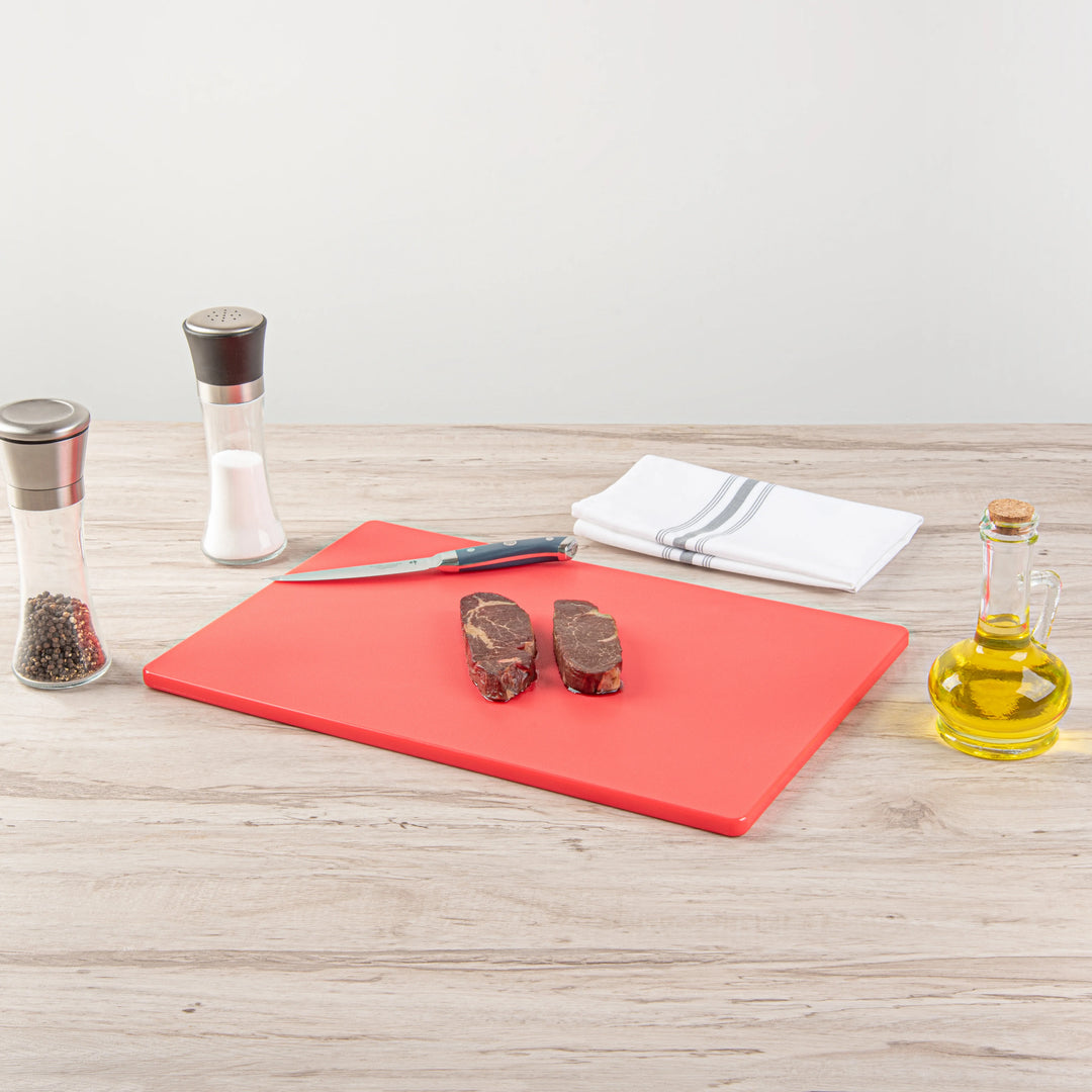 Restaurantware RW Base 18 x 12 Inch Cutting Boards, Red, Plastic - Restaurant Equipment and Smallwares - Canadian Distribution - Ships Free Within Canada on Orders Above CAD $199