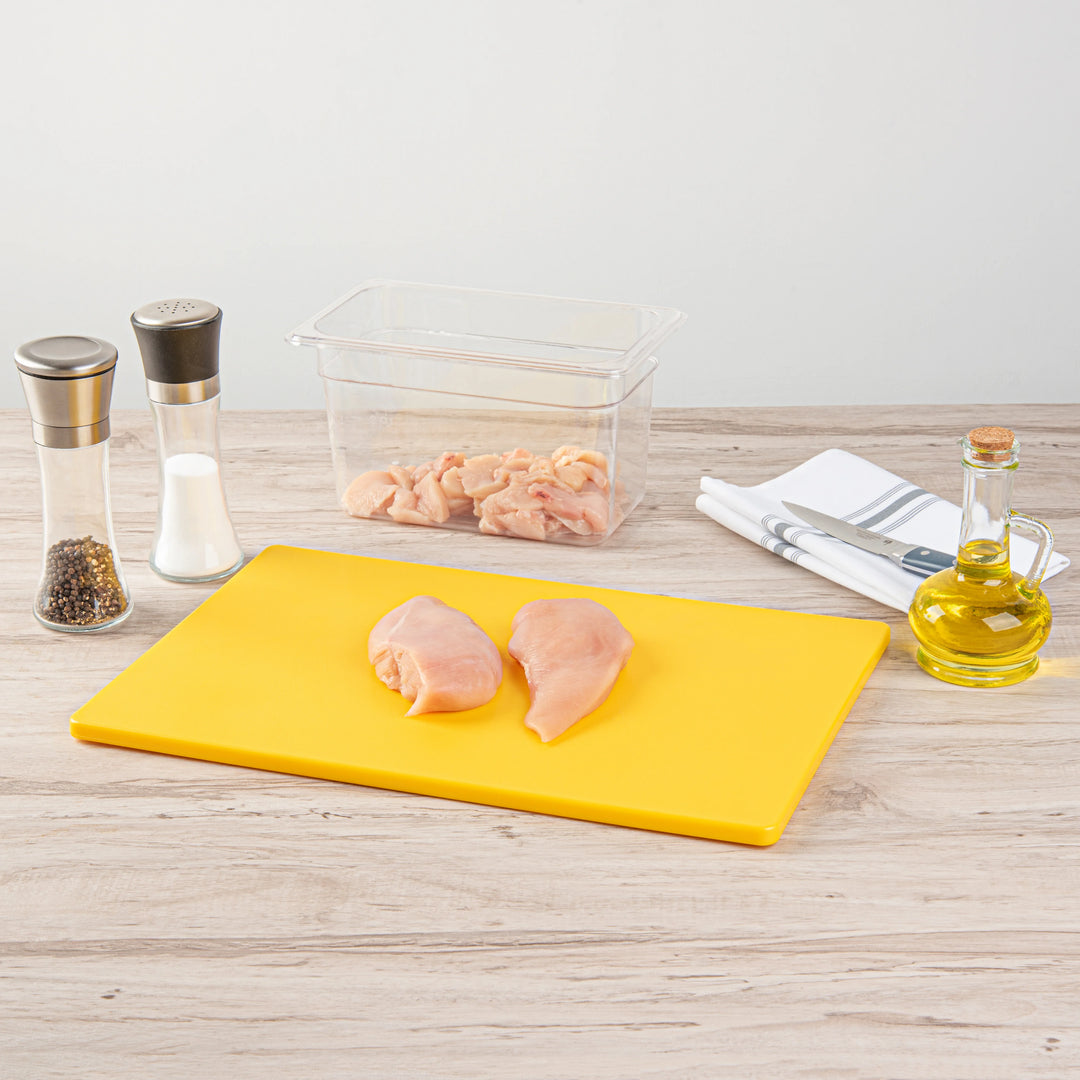 Restaurantware RW Base 18 x 12 Inch Cutting Boards, Yellow, Plastic - Restaurant Equipment and Smallwares - Canadian Distribution - Ships Free Within Canada on Orders Above CAD $199