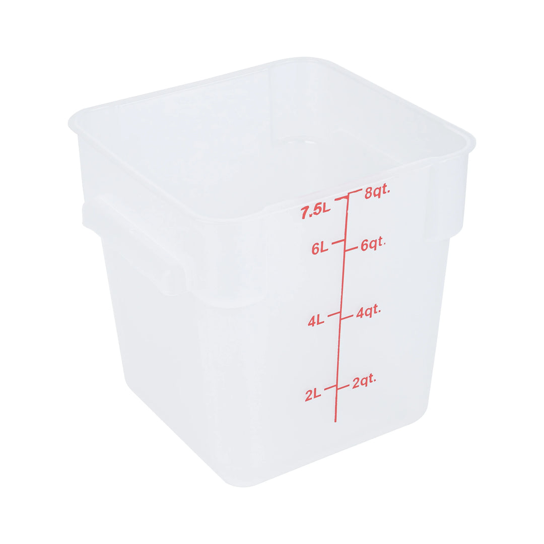 Restaurantware Met Lux 8 Quart Square Food Storage Containers, Translucent, 8.75 x 8.75 x 8.50 Inch, with Red Volume Markers - Restaurant Equipment and Smallwares - Canadian Distribution