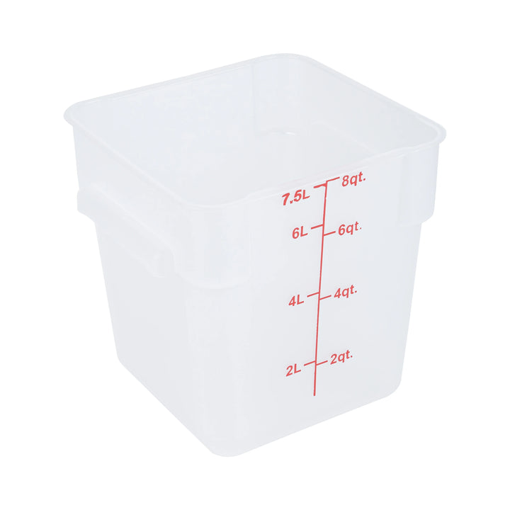 Restaurantware Met Lux 8 Quart Square Food Storage Containers, Translucent, 8.75 x 8.75 x 8.50 Inch, with Red Volume Markers - Restaurant Equipment and Smallwares - Canadian Distribution