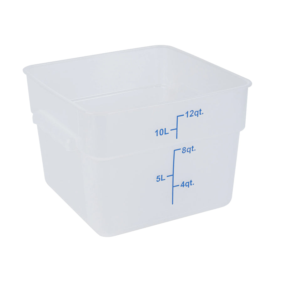 Restaurantware Met Lux 12 Quart Square Food Storage Containers, Translucent, 11 x 11 x 8 Inch, with Blue Volume Markers - Restaurant Equipment and Smallwares - Canadian Distribution